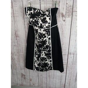New York and Company Dress 10 Black White Floral Strapless NYC